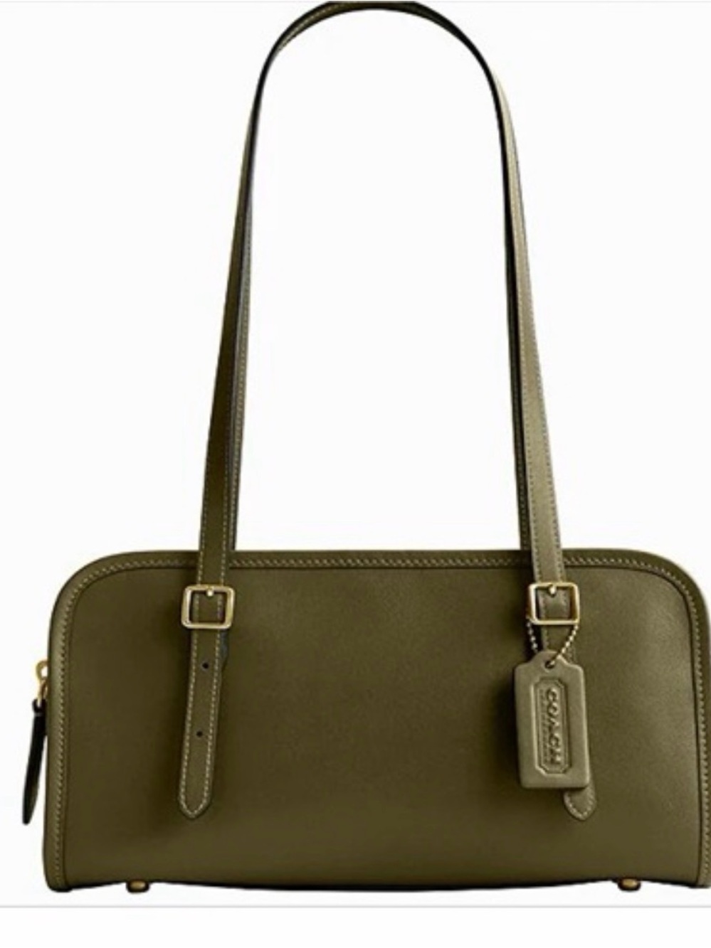 Coach Olive Leather Double-strap Shoulder Bag with Hangtag